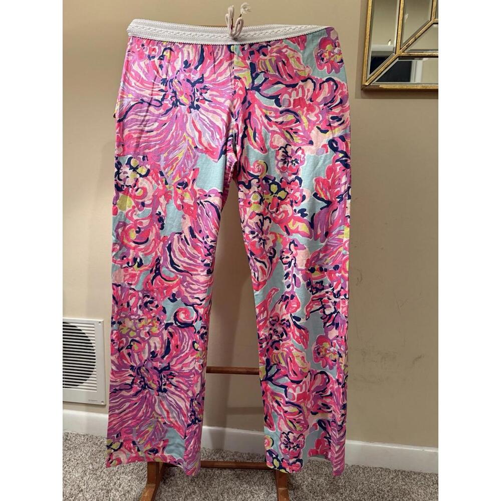 Lilly Pulitzer Girls Floral Pants Xl 12-14 Pull On